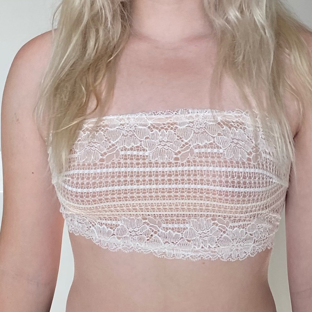free people white lace tube top